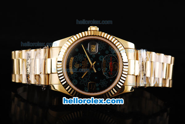 Rolex Day-Date II Automatic Movement Full Gold with Black Dial - Click Image to Close
